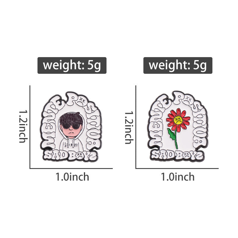 Creative Anime Character Hat Badge Sunflower Shape Letter Pin Hat Clip