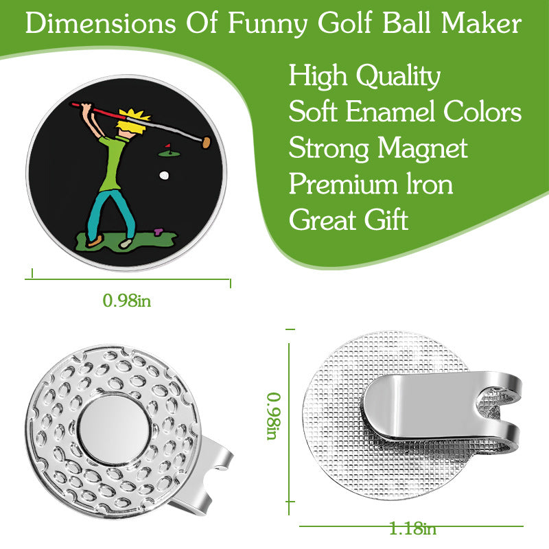 Golf Series GOLF Metal Magnetic Cartoon Ball Position Marker Personalized Hat Clip