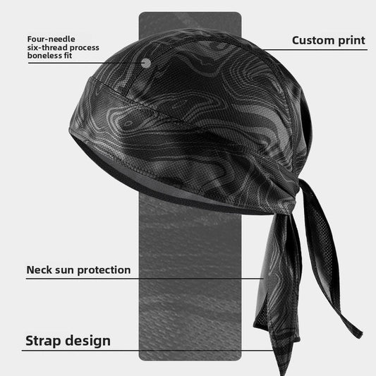 Pirate Bandana Hat Thin Breathable Outdoor Cycling Motorcycle Head Wrap Sweat-Absorbent Quick-Dry