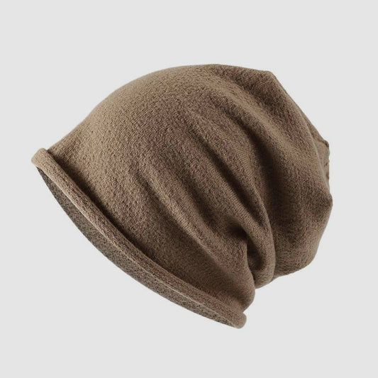 Warm Knitted Rolled Edge Slouchy Beanie