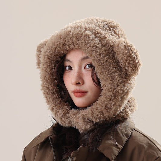 Plush Bear Balaclava Hooded Neck Warmer