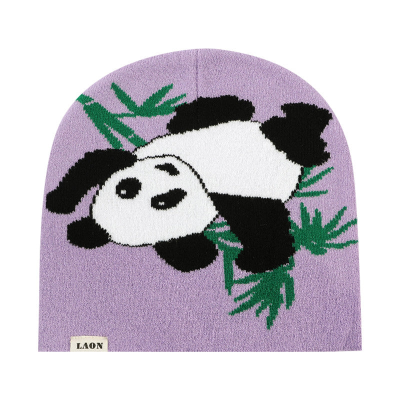 Panda Jacquard Knitted Hat Windproof Ear Protection Wool Hat