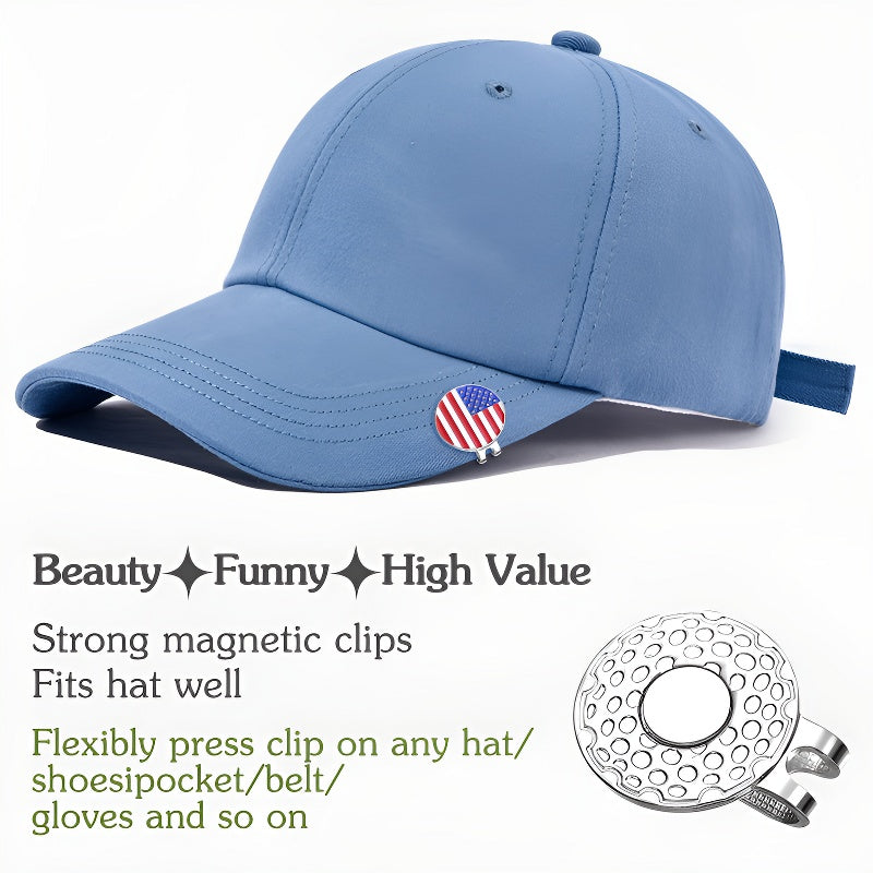Cartoon American Flag Shaped Magnetic Metal Hat Clip Detachable Ball Position Mark Round Accessory