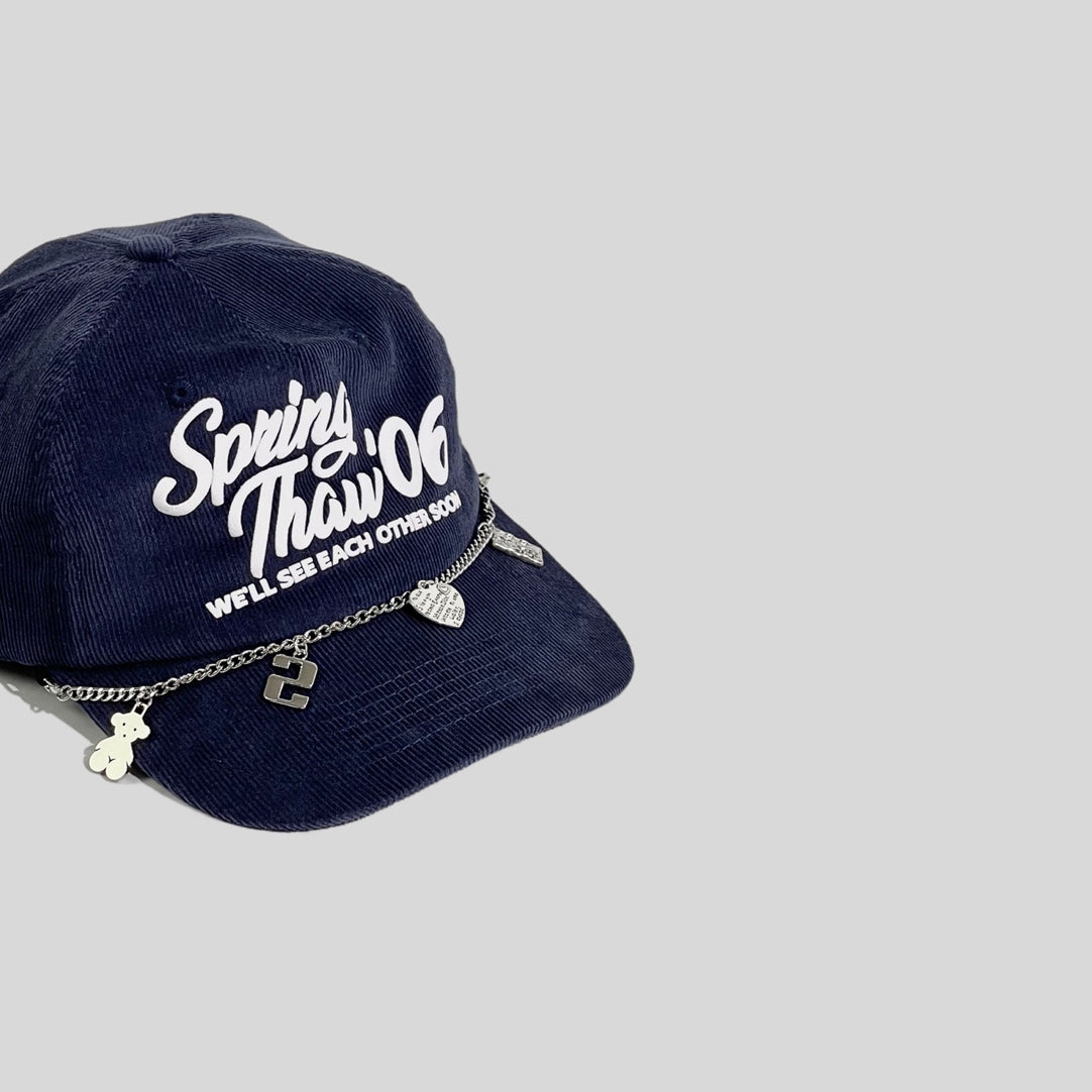 Detachable Chain Bracelet Corduroy Baseball Cap