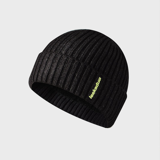 Embroidered Cuffed Dome Hat Outdoor Knitted Wool Hat