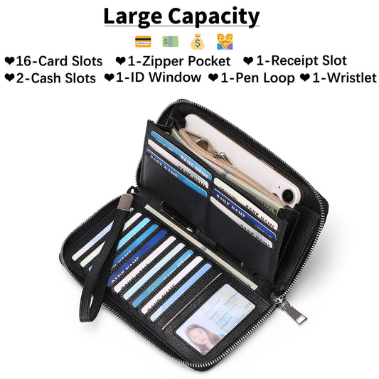 RFID Large Capacity Clutch Bag PU Bank Card Holder Wallet