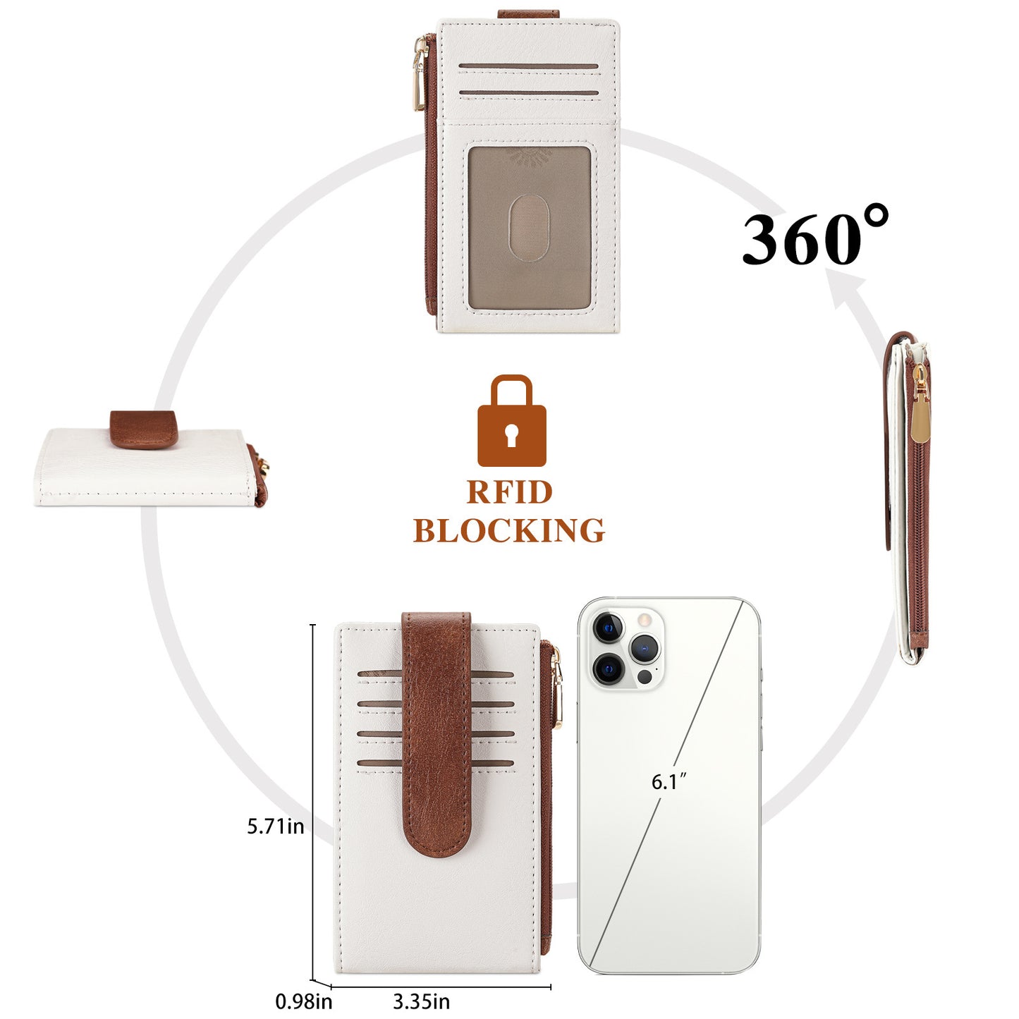 Gift Box Double Zipper Card Holder Multi-Card Slot RFID Anti-Magnetic Card Sleeve Coin Purse
