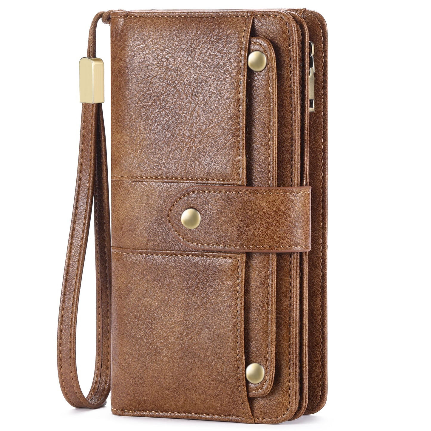 Anti-Theft Brushed Long Wallet Oil Wax Leather Women 70% off Wallet