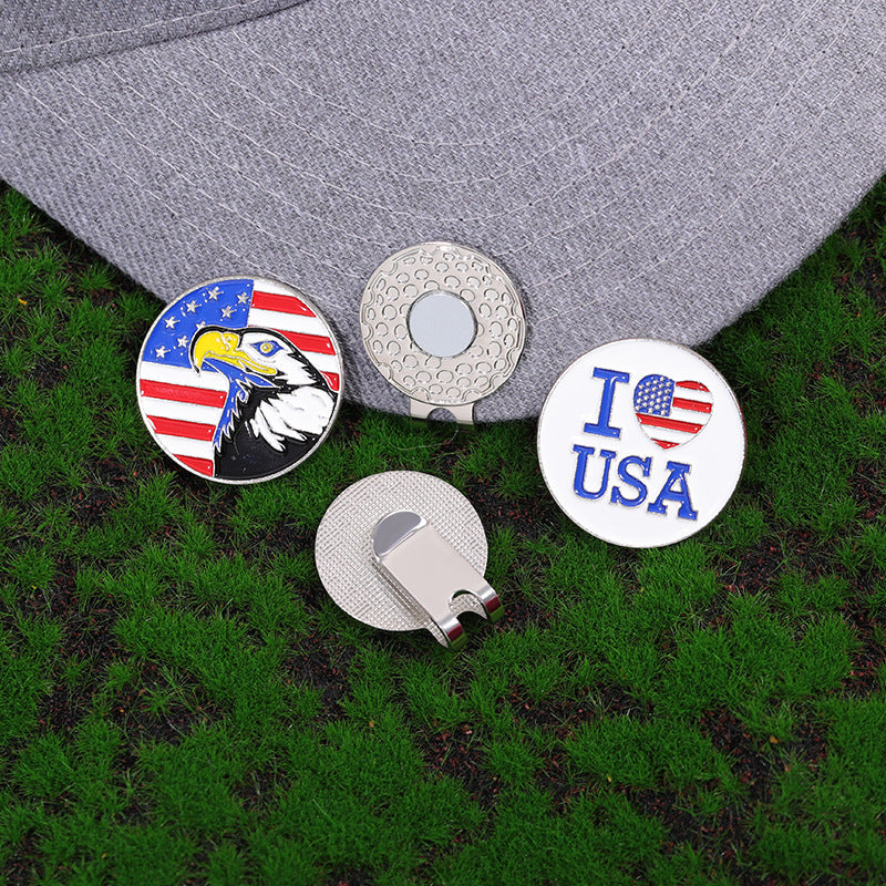 Cartoon American Flag Shaped Magnetic Metal Hat Clip Detachable Ball Position Mark Round Accessory