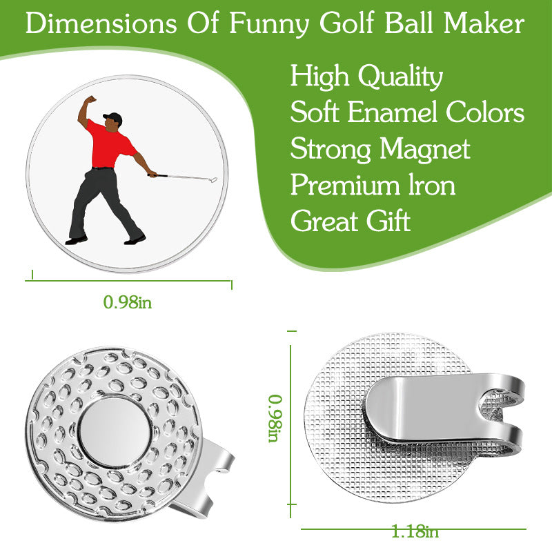 Golf Series GOLF Metal Magnetic Cartoon Ball Position Marker Personalized Hat Clip