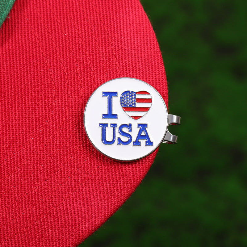 Cartoon American Flag Shaped Magnetic Metal Hat Clip Detachable Ball Position Mark Round Accessory