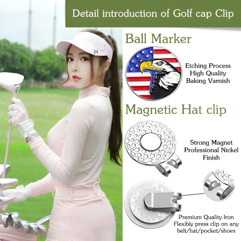 Cartoon American Flag Shaped Magnetic Metal Hat Clip Detachable Ball Position Mark Round Accessory
