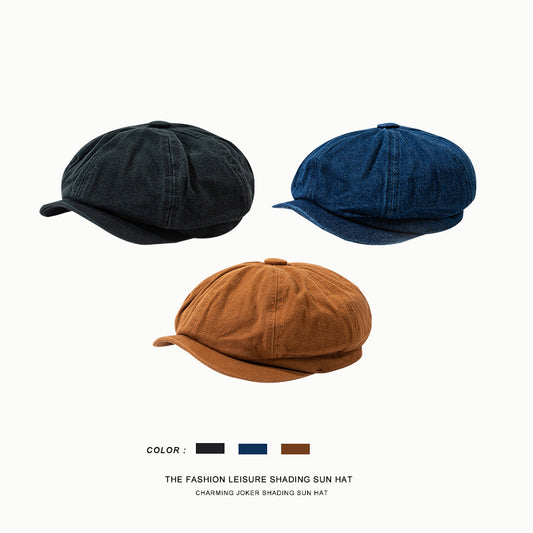 Autumn and winter cotton solid color simple flat cap