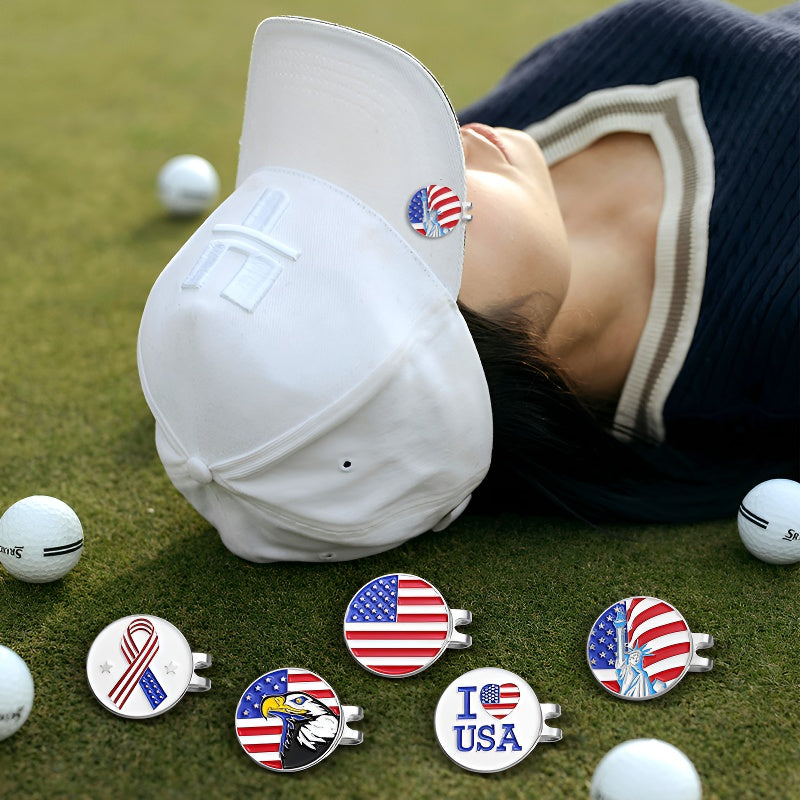 Cartoon American Flag Shaped Magnetic Metal Hat Clip Detachable Ball Position Mark Round Accessory