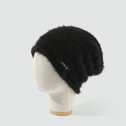 Black Label Rolled Edge Plush Slouchy Beanie