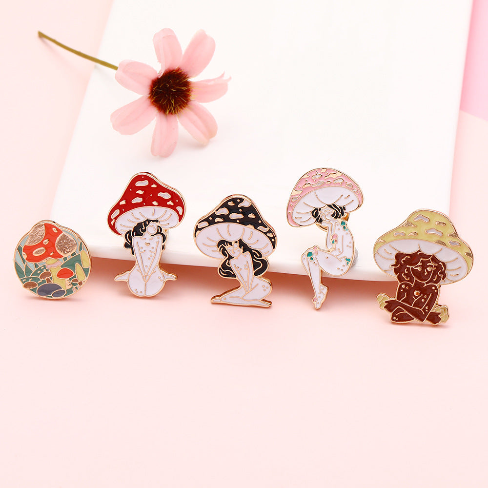 Yi Mushroom Harajuku Girl Brooch Badge