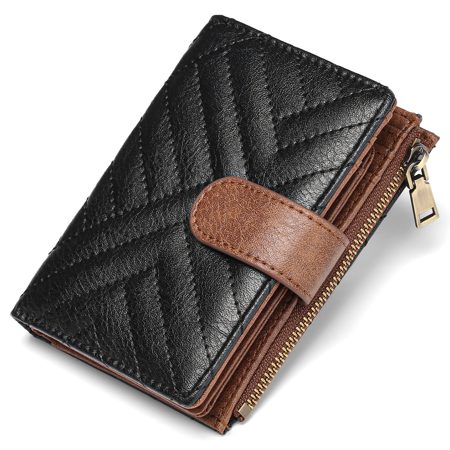Anti-theft Brush Gift Box Set Small Chanel Style Embroidered Color Block Women's Short Wallet 70% off Purse
