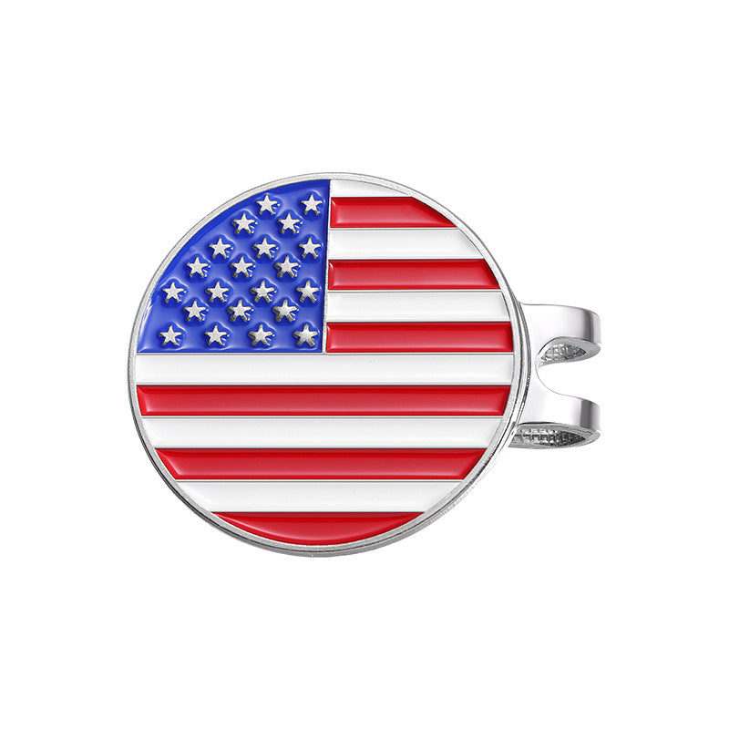 Cartoon American Flag Shaped Magnetic Metal Hat Clip Detachable Ball Position Mark Round Accessory