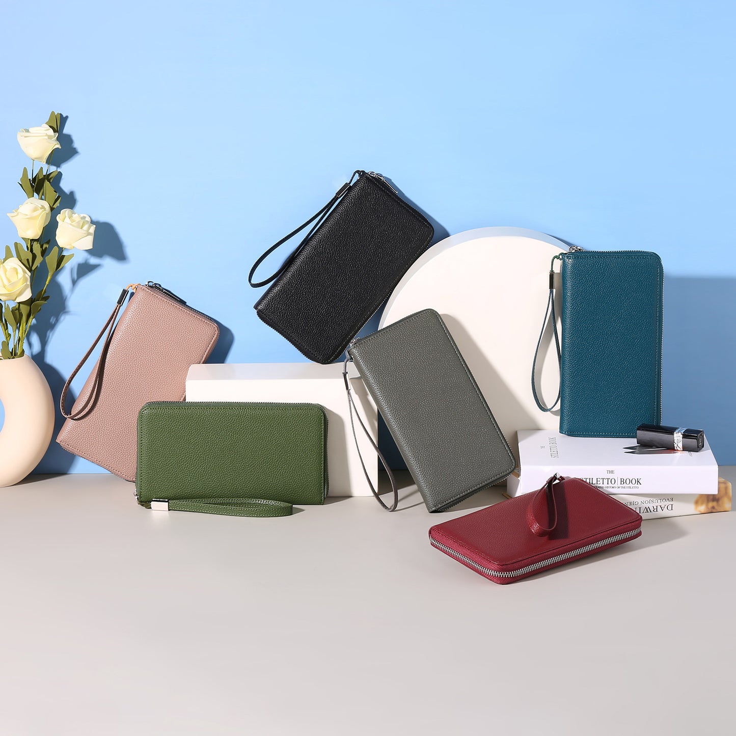 RFID Large Capacity Clutch Bag PU Bank Card Holder Wallet