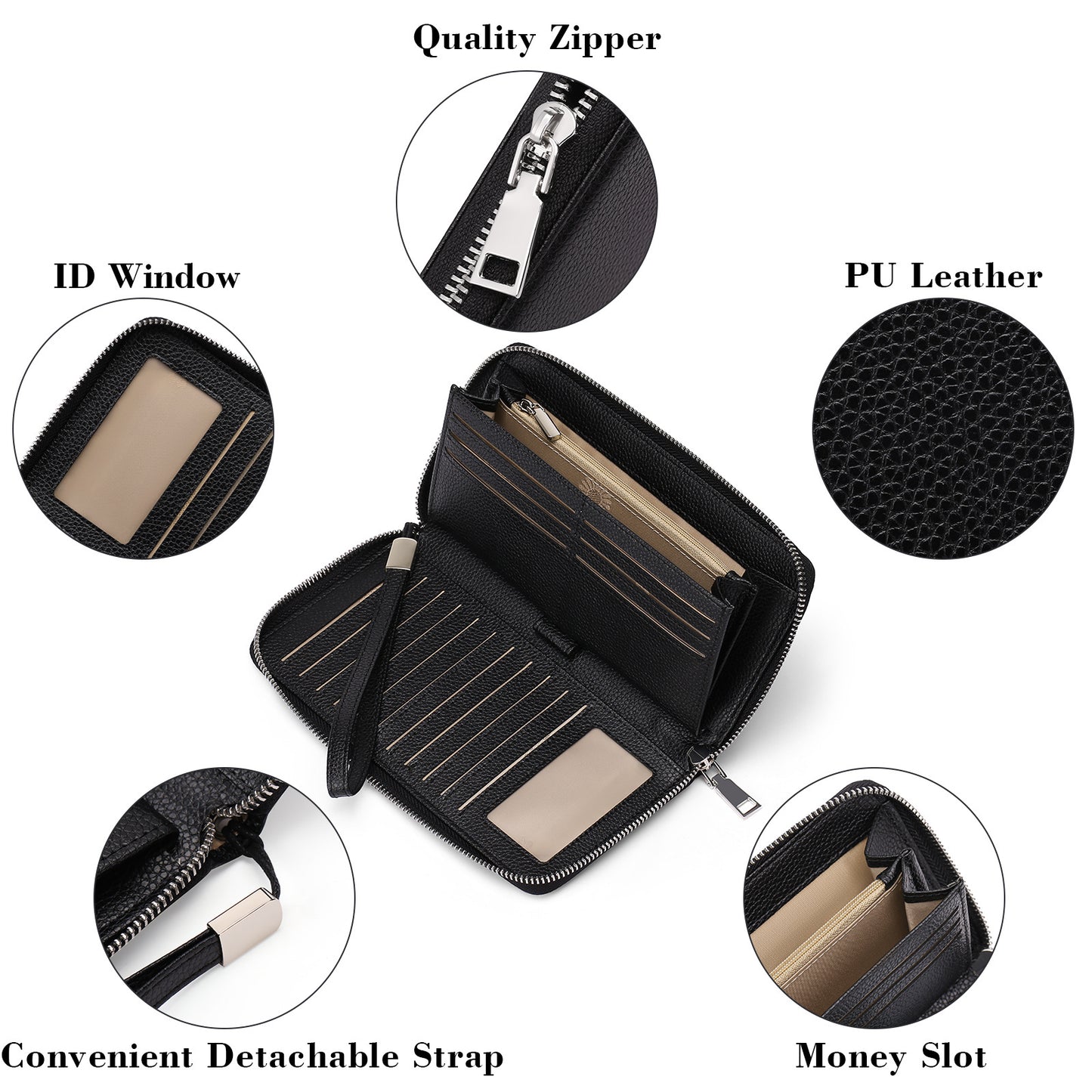 RFID Large Capacity Clutch Bag PU Bank Card Holder Wallet