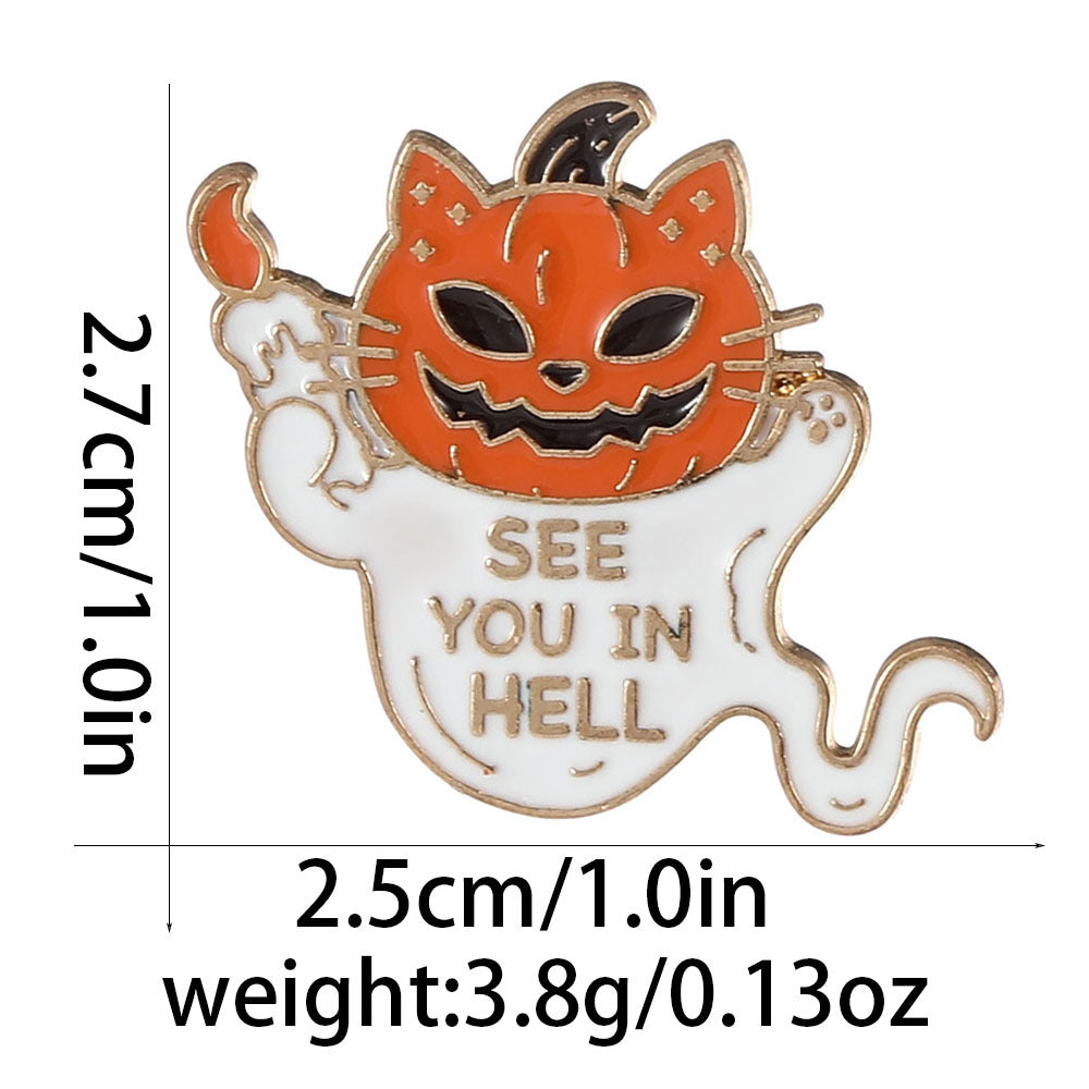 Halloween Brooch Magic Pumpkin Skull Ghost Metal Badge