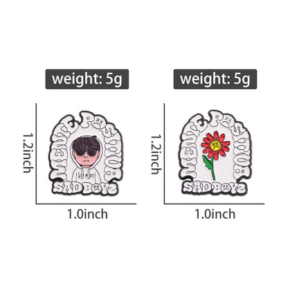 Creative Anime Character Hat Badge Sunflower Shape Letter Pin Hat Clip