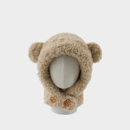 Plush Bear Balaclava Hooded Neck Warmer