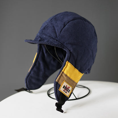 Color Block Splicing Cold-Proof Fleece-Lined Warm Outdoor Cycling Trapper