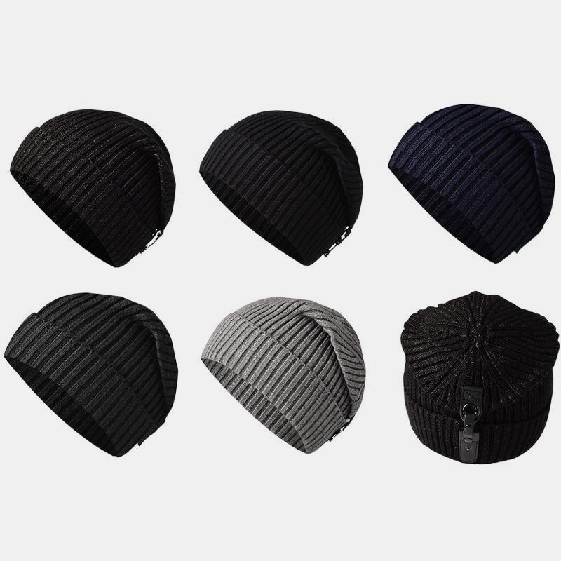 Core-spun Yarn Wool Ski Hat Solid Color Warm Head Wrap Hat
