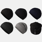 Core-spun Yarn Wool Ski Hat Solid Color Warm Head Wrap Hat