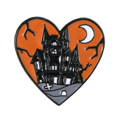 Halloween Skull Pumpkin Badge Brooch