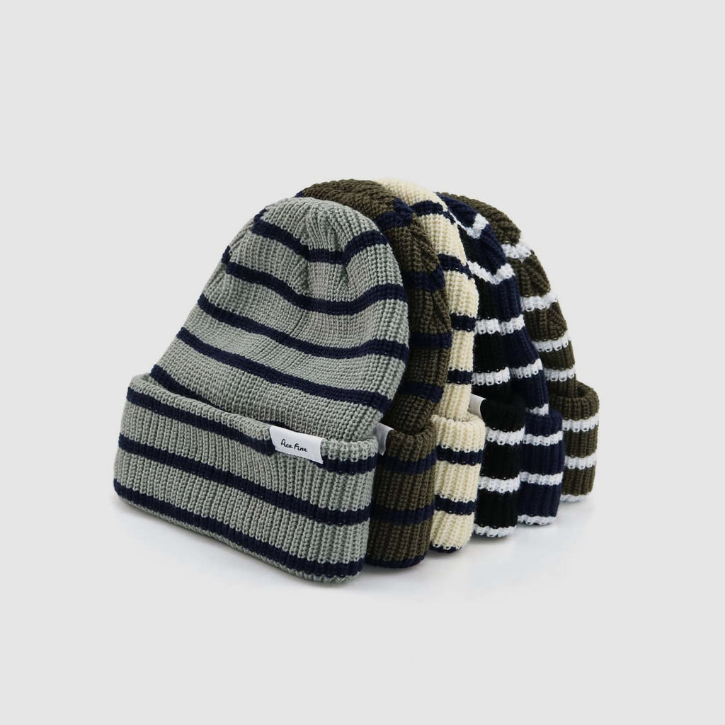 Label Striped Knit Beanie