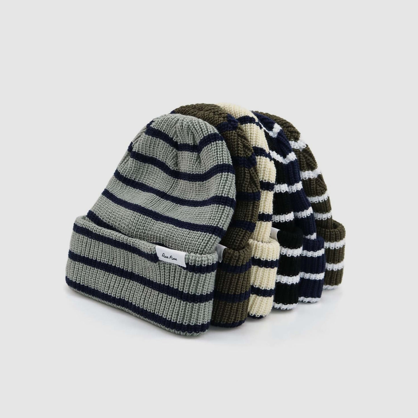 Label Striped Knit Beanie