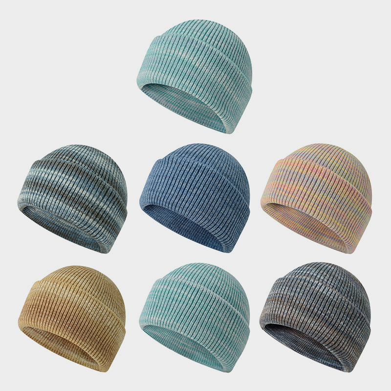 Rabbit Wool Core Spun Yarn Knitted Hat Double Folded Edge Wool Hat