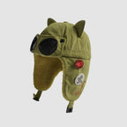 Cat Ear Fleece Lined Ski Aviator Hat With Sunglasses