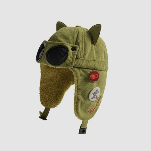 Sunglasses Aviator Hat Cat Ear Fleece Lined Thickened Ski Ear Protection Hat