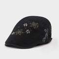 Washed Rhinestone Vintage Flat Cap