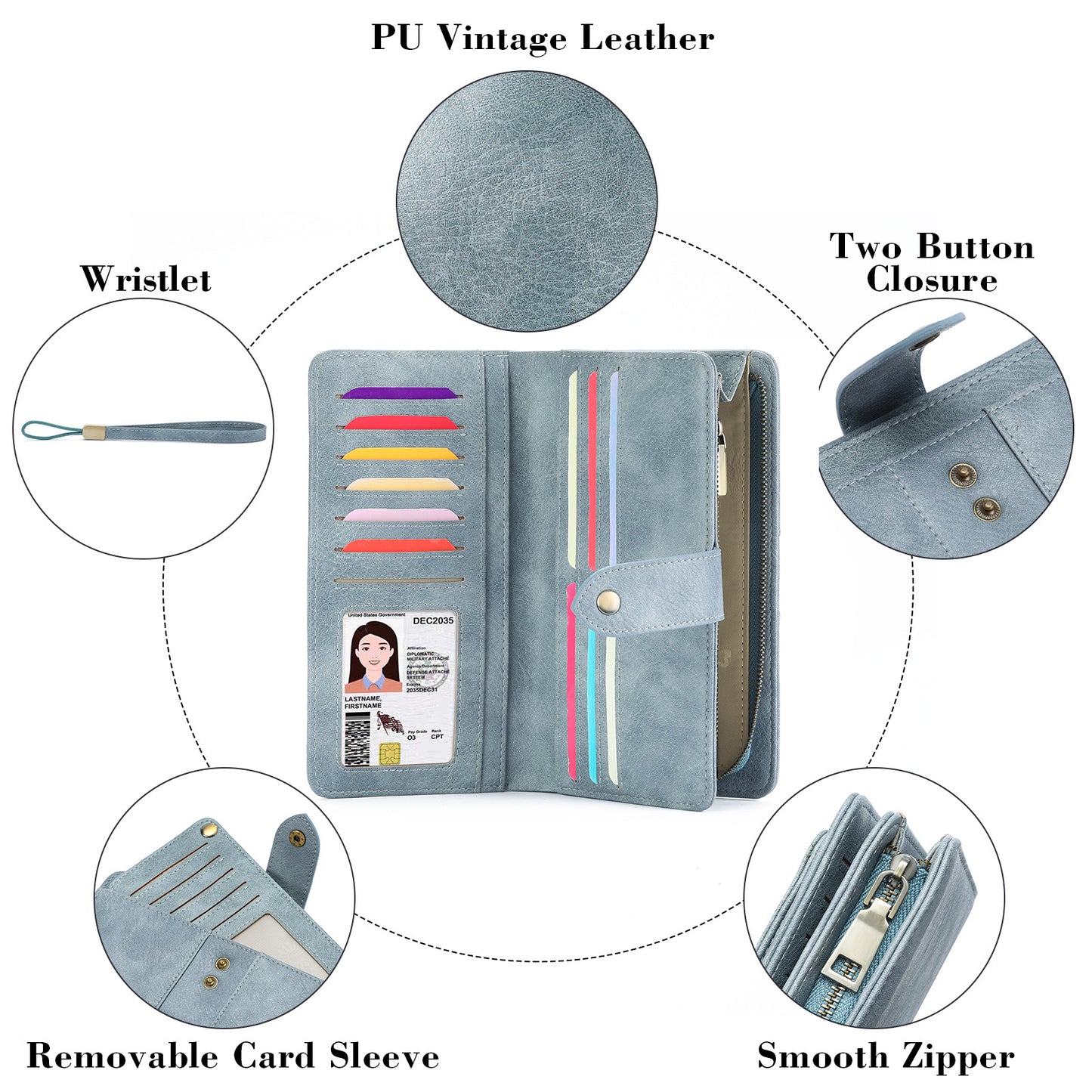 Anti-Theft Brushed Long Wallet Oil Wax Leather Women 70% off Wallet