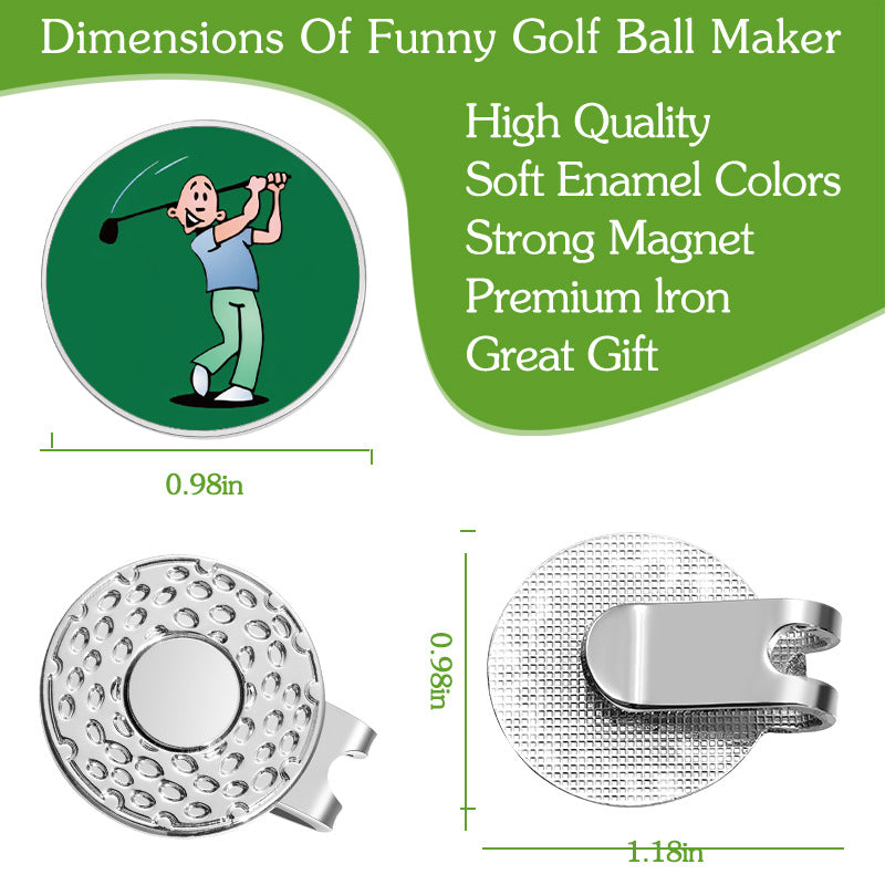 Golf Series GOLF Metal Magnetic Cartoon Ball Position Marker Personalized Hat Clip