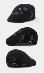 Washed Rhinestone Vintage Flat Cap