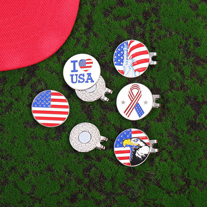 Cartoon American Flag Shaped Magnetic Metal Hat Clip Detachable Ball Position Mark Round Accessory