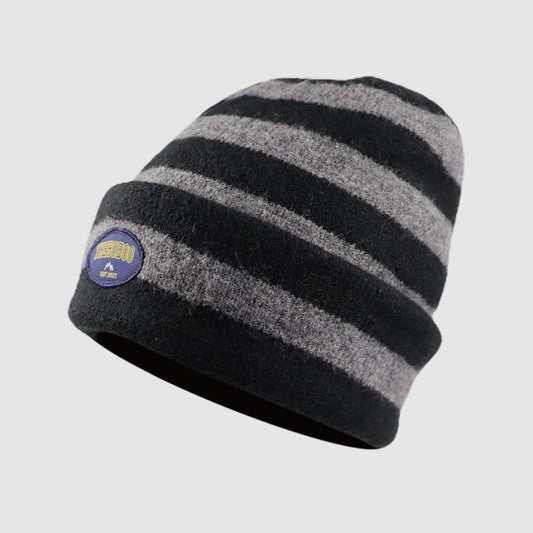 Classic Stripe Patch Knit Beanie