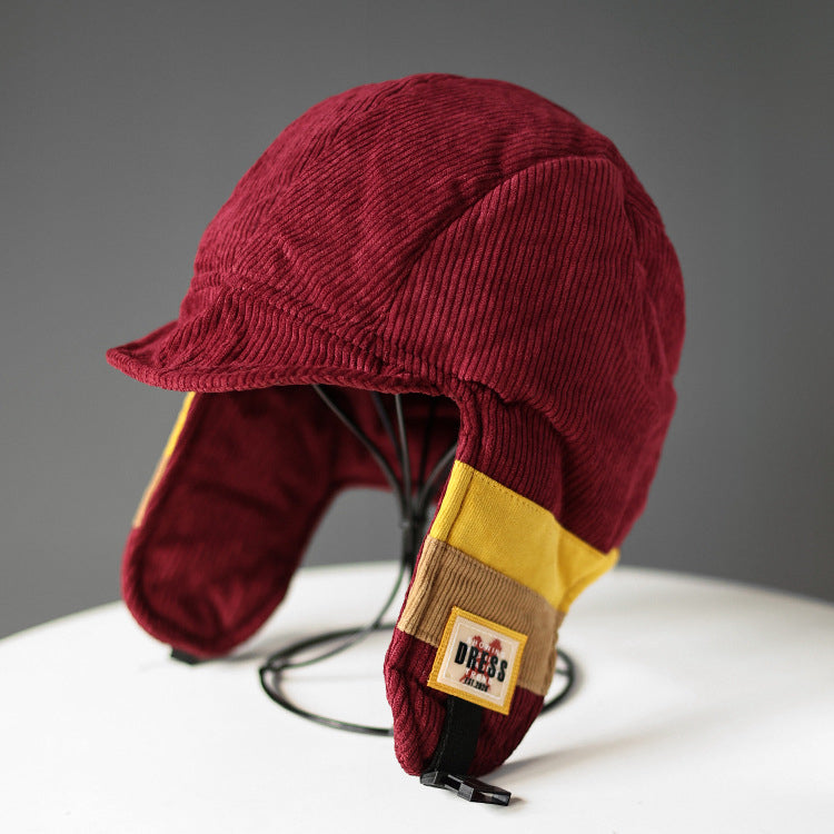 Color Block Splicing Cold-Proof Fleece-Lined Warm Outdoor Cycling Trapper