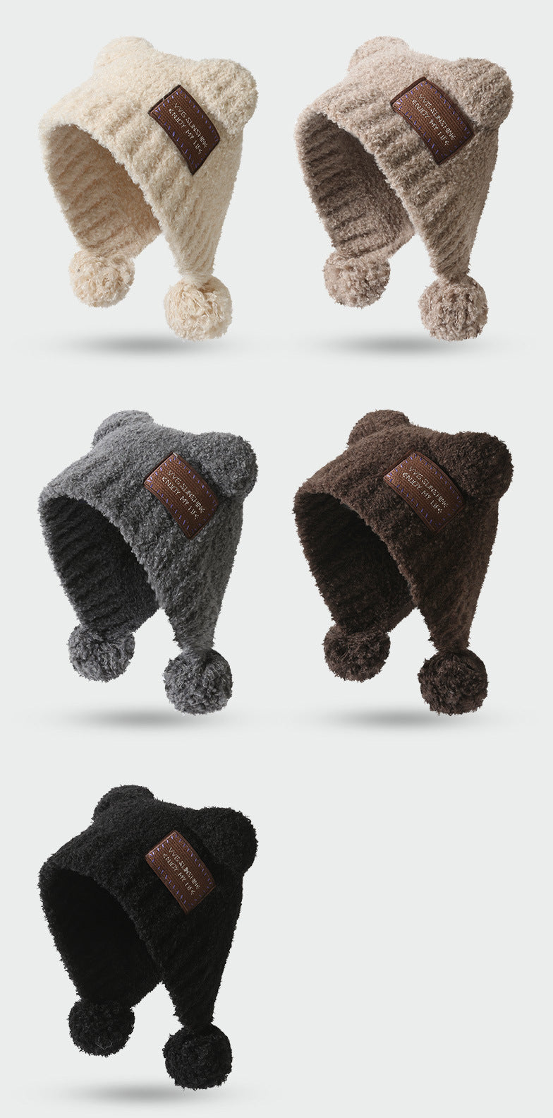 Teddy Fleece Teddy Bear Pom-Pom Versatile Warm Ear Flap Hat