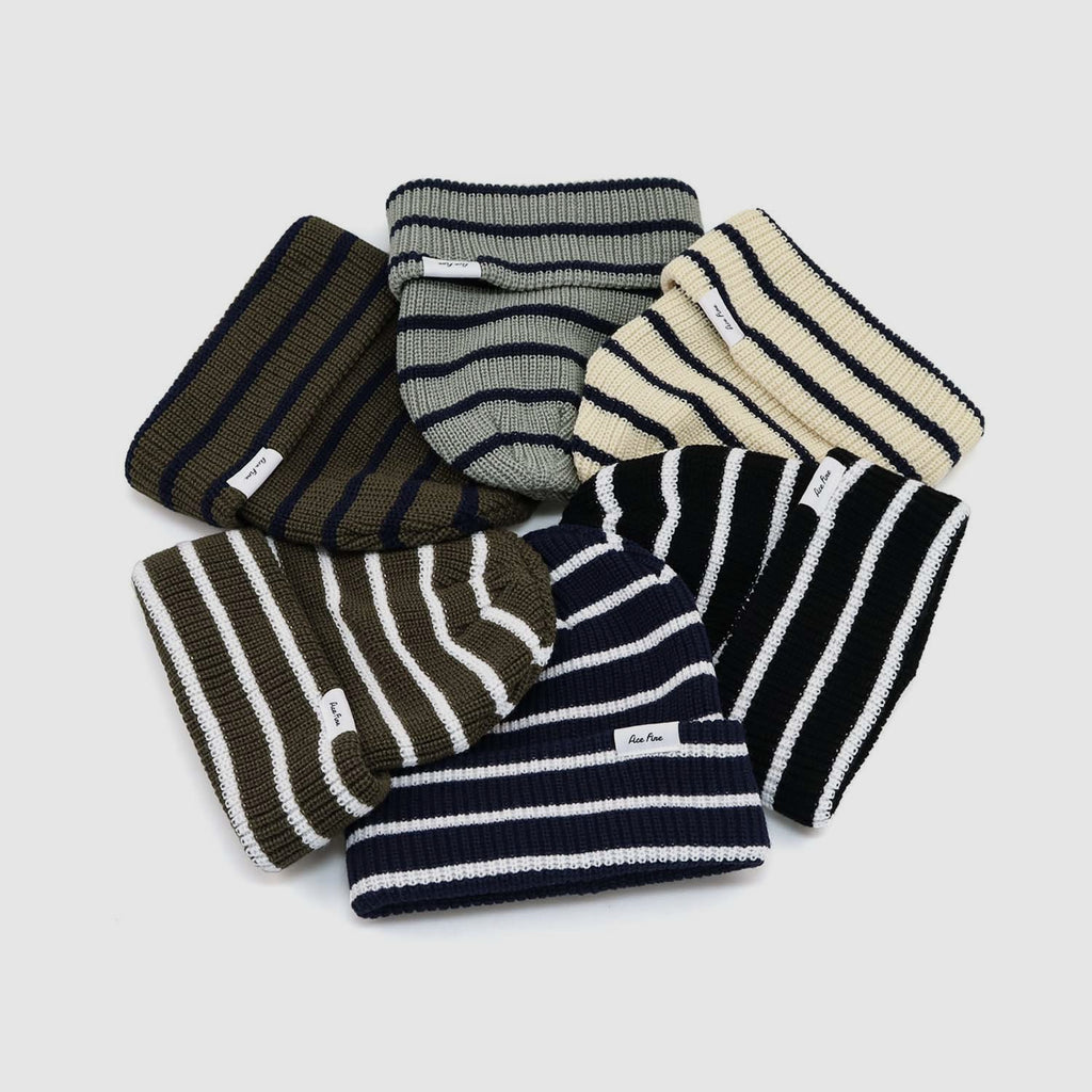 Label Striped Knit Beanie