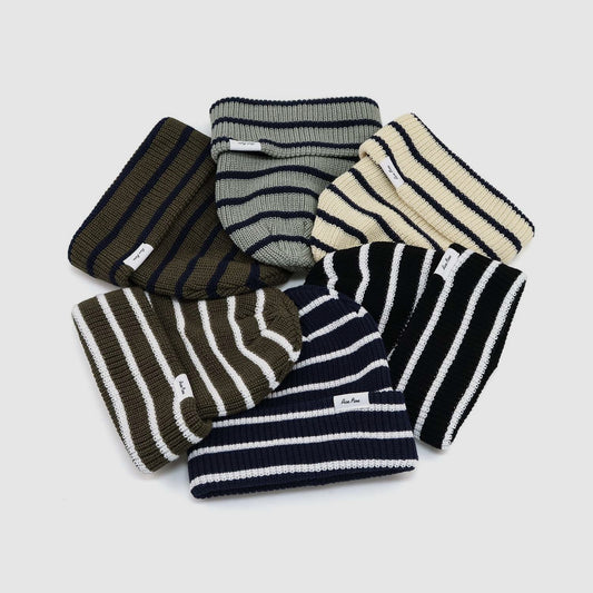 Label Striped Knit Beanie