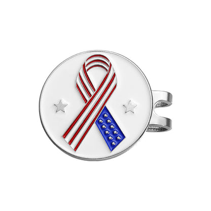 Cartoon American Flag Shaped Magnetic Metal Hat Clip Detachable Ball Position Mark Round Accessory