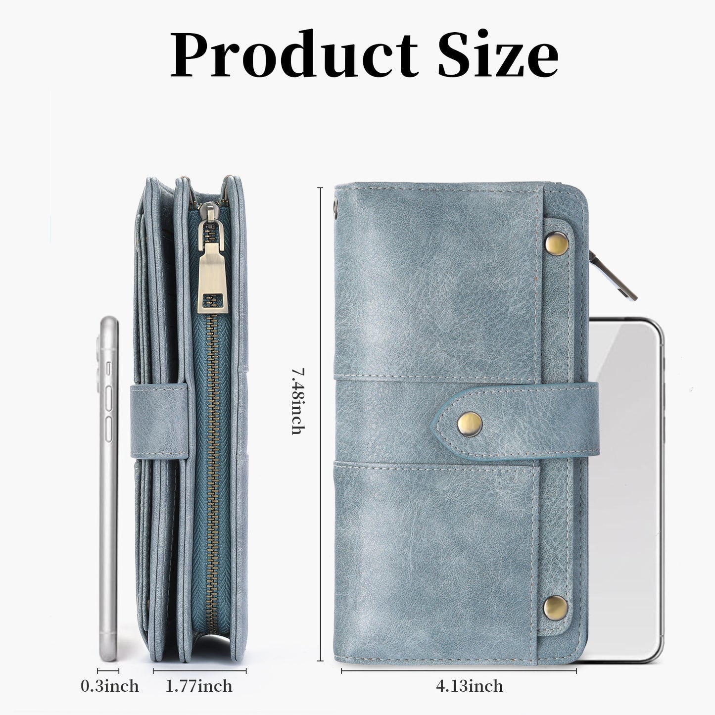 Anti-Theft Brushed Long Wallet Oil Wax Leather Women 70% off Wallet