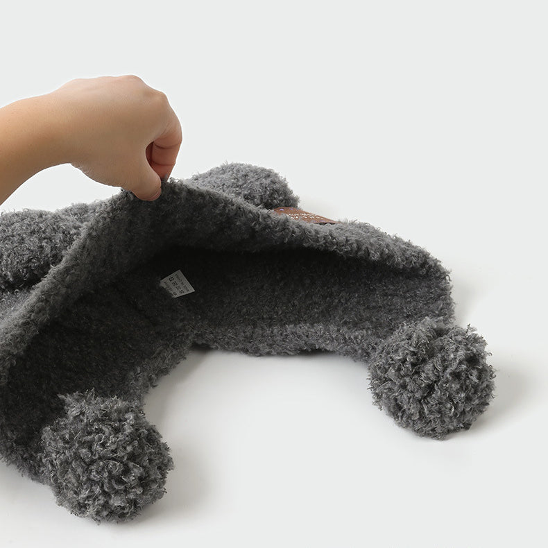Teddy Fleece Pom-Pom Ear-Flap Warm Hat