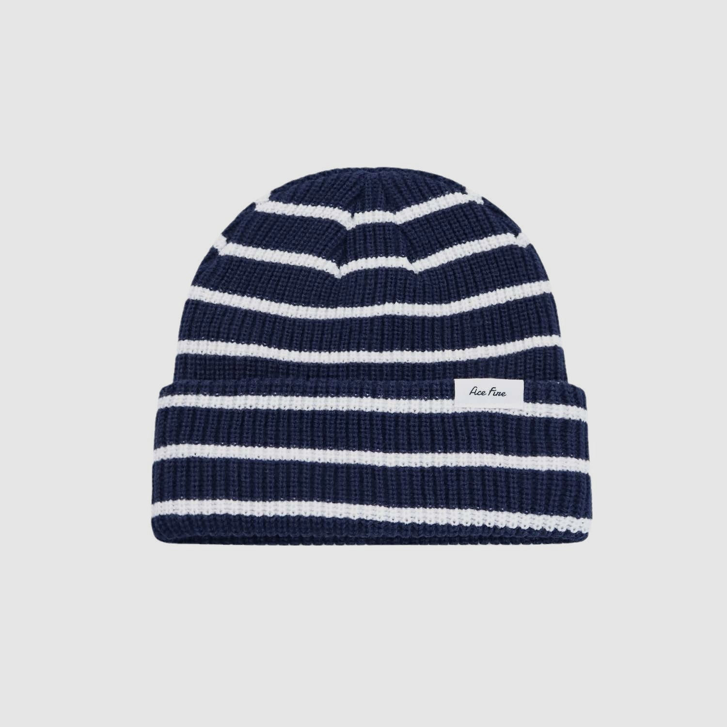 Label Striped Knit Beanie